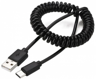 Cable Gembird USB Male - USB Type C Male Coiled 1.8m Black