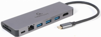 Dokastation Gembird USB Type-C 5-in-1 multi-port adapter (Hub + HDMI + PD + card reader + LAN)