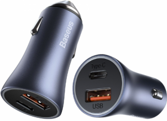 Lādētājs Baseus Golden Contactor Pro Dual Quick Charger Car Charger USB + USB-C 40W