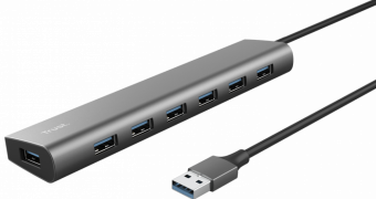 USB Centrmezgls Trust Halyx 7 Port USB 3.2 Gen1 Hub Grey