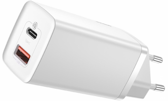 Charger Baseus GaN2 Lite Quick Charger 1 x USB-C + 1 x USB 65W White