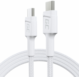 Kabelis Green Cell USB Type-C Male - USB Type-C Male 60W Fast Charging 1.2m White