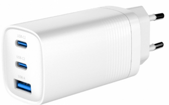 Charger Gembird 3-port 65W GaN USB PowerDelivery fast Charger White
