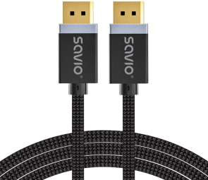 Kabelis Savio DisplayPort Male - DisplayPort Male 3m Black