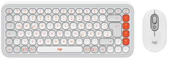 Keyboard + Mouse Logitech POP ICON COMBO OFF White Orange US