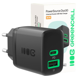 Lādētājs Greencell PowerSource Duo30 30W Black