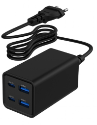Lādētājs Gembird 4-port 65 W GaN USB PowerDelivery Fast Charger Black