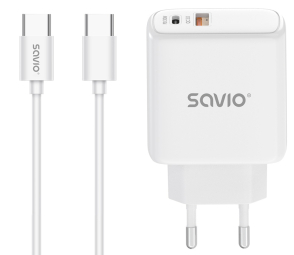 Lādētājs Savio Quick charger 30W with USB-C - USB-C cable