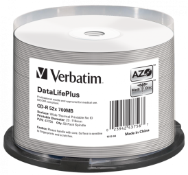 Matricas CD-R Verbatim 700MB 1x-52x DataLifePlus No ID 50 Pack Spindle