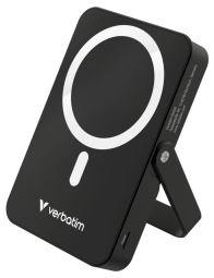 Enerģijas krātuve Verbatim Charge n Go 10000mAh Magnetic Wireless Charge Black ar Statīvu