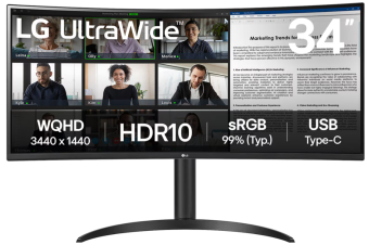 Monitors LG 34" 34WR55QK-B IPS QHD 100hz Curved