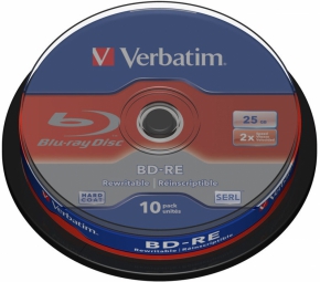 Matricas BD-RE Verbatim 25GB 2x White Blue 10 Pack Spindle