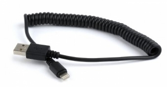 Gembird Spiral Cable USB Male - Apple Lightning Male 1.5m Black