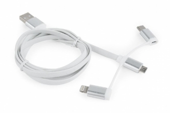 Gembird USB Male - MicroUSB/Type C/Lightning Male 1m White