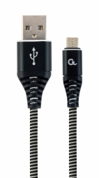 Gembird USB Male - Micro USB Male Premium cotton braided 1m Black/White