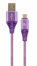 Gembird USB Male - Micro USB Male Premium cotton braided 2m Purple/White