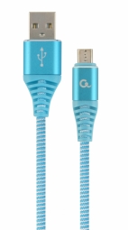 Gembird USB Male - Micro USB Male Premium cotton braided 2m Blue/White