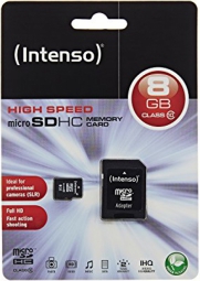 Atmiņas karte Intenso MicroSDHC 8GB Retail Class10 + SD Adapter