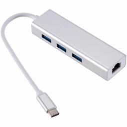 RoGer AD15642 USB-C Hub 3 x USB 3.0 / RJ45 Silver