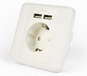 Gembird AC Wall Socket with 2 port USB Charger