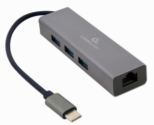 Gembird USB-C Gigabit network adapter with 3-port USB 3.1 hub