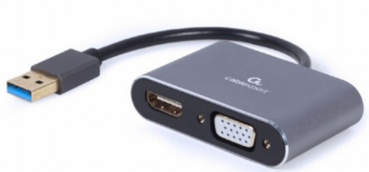 Gembird USB to HDMI + VGA Display Adapter Space Grey