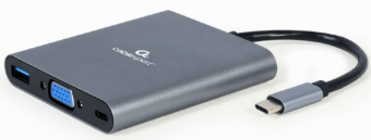 Gembird USB Type-C 6-in-1 multi-port Adapter + Card Reader Space Grey