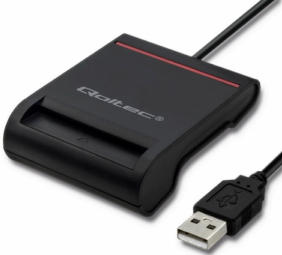 Qoltec ID Card / Smart Card USB 2.0 Plug & Play with 85cm Cable Reader Black