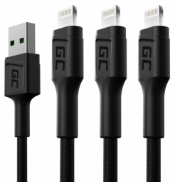Green Cell GC Ray Cable Set 3x USB - Lightning with the LED Diode Fast Charging 1.2m
