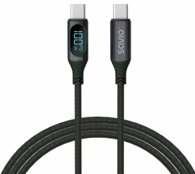 Kabelis Savio USB Type-C Male - USB Type-C Male with Digital Display 1m