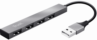USB Centrmezgls Trust Halyx Aluminium 4-Port Mini USB Hub Silver