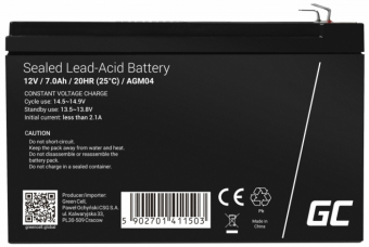 Akumulators Green Cell AGM 12V 7Ah VRLA Battery