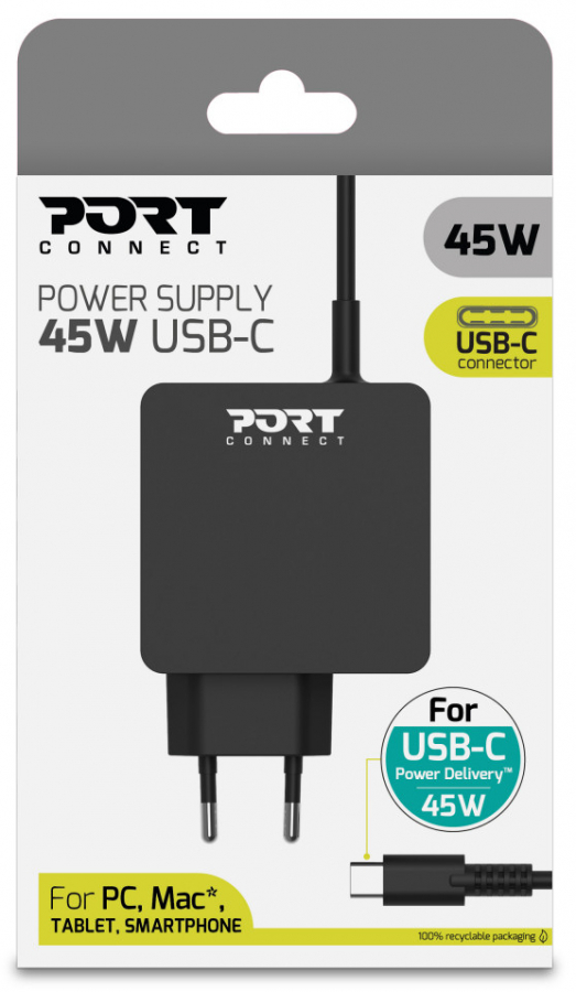 Lādētājs Port Power Supply 45W USB-C (900096B-EU)