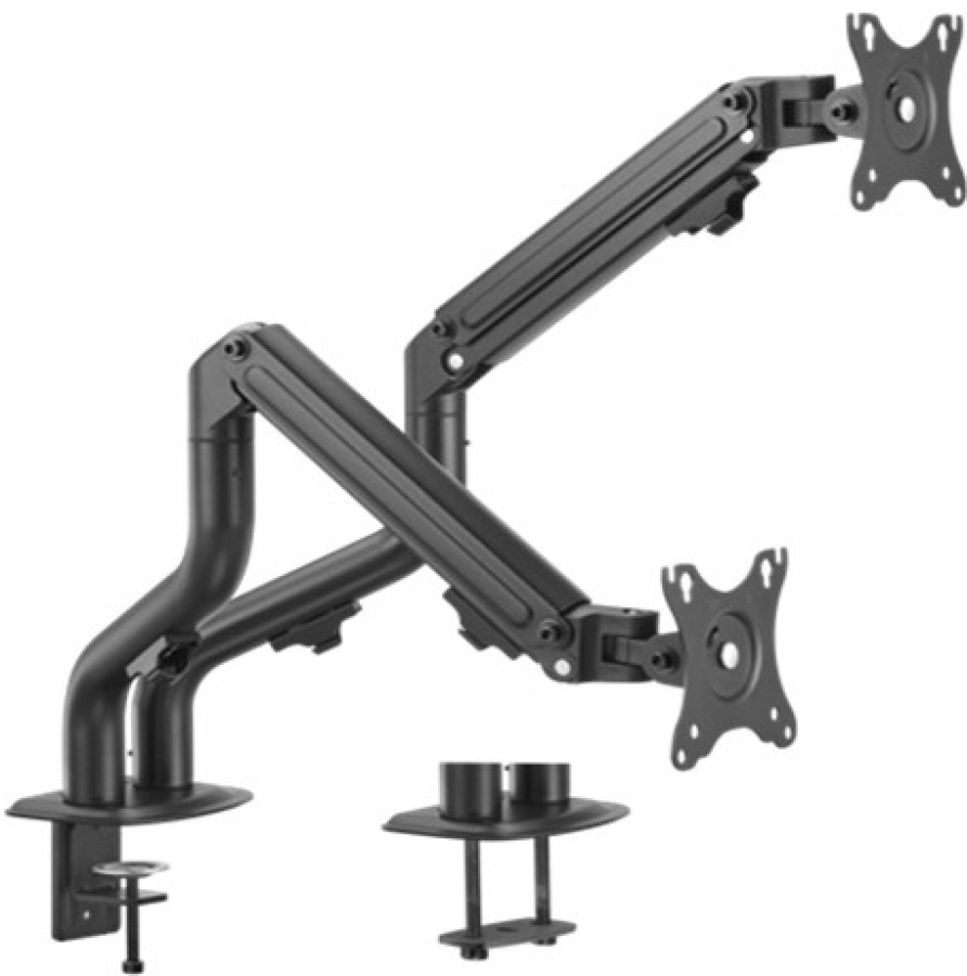 Monitora stiprinājums Gembird Adjustable Desk 2-display Mounting Arm (Tilting), 17”-32” (MA-DA2-02)