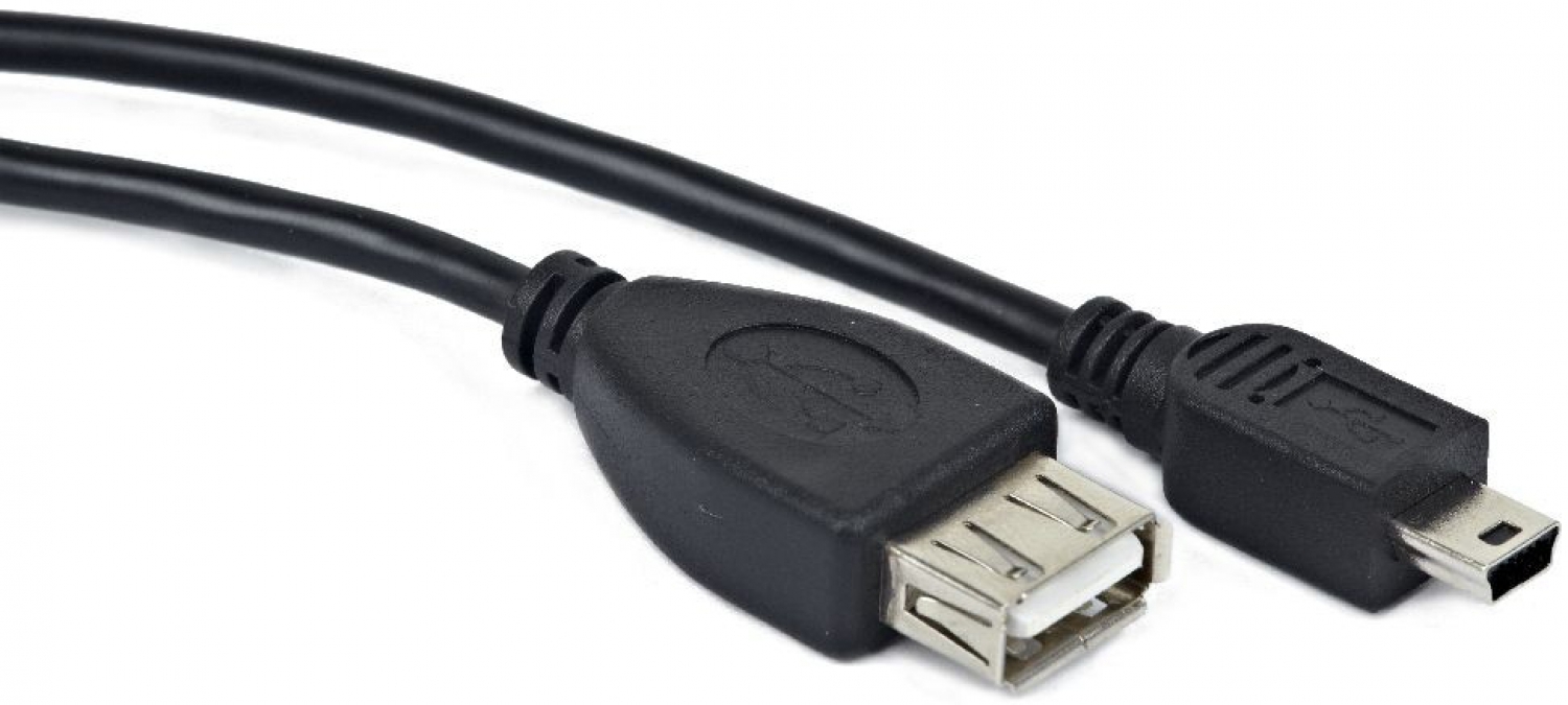 Kabelis Gembird OTG USB Female - MiniUSB Male 2.0 0.15m Black (A-OTG-AFBM-002)