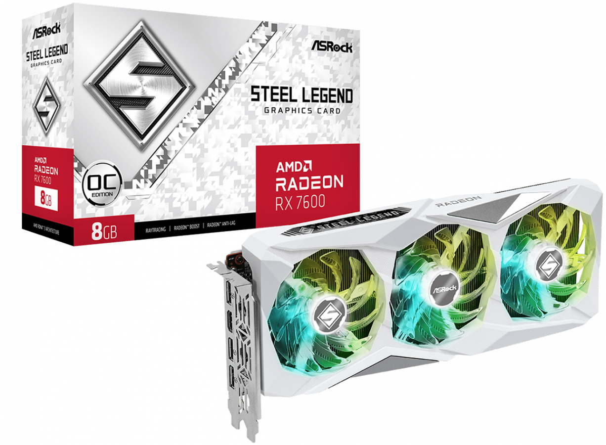 Videokarte Asrock Radeon RX 7600 8GB Steel Legend OC (RX7600 SL 8GO)