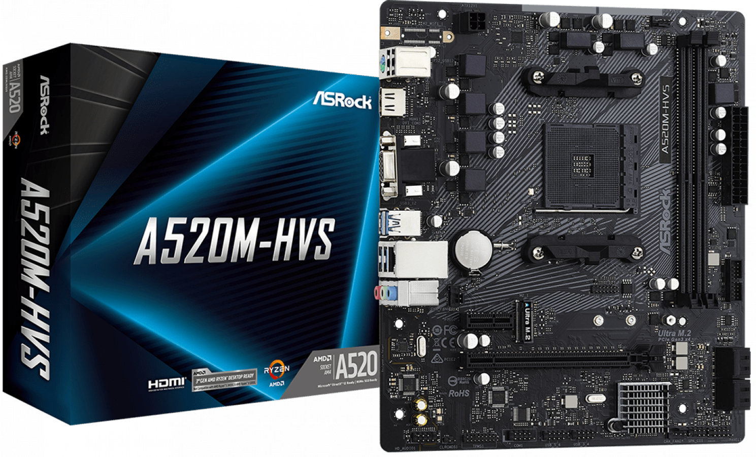 Pamatplate Asrock A520M-HVS (90-MXBE60-A0UAYZ)