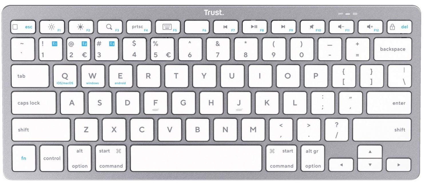 Klaviatūra Trust Wireless Bluetooth Keyboard Silver (24651)