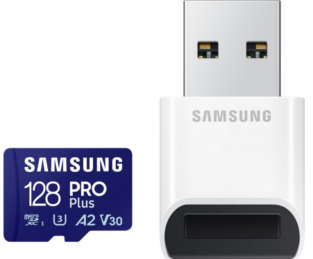 Atmiņas karte Samsung microSDXC 128GB Pro Plus + USB Adapter (MB-MD128SB/WW)