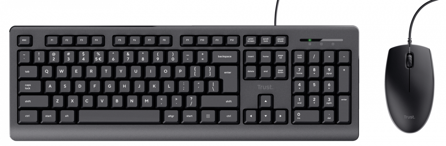 Perifērijas komplekts Trust Wired Keyboard And Mouse Set Black (24645)