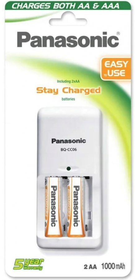 Lādētājs Panasonic BQ-CC06 for AA and AAA+ 1100mAh Batteries (5025232577361)