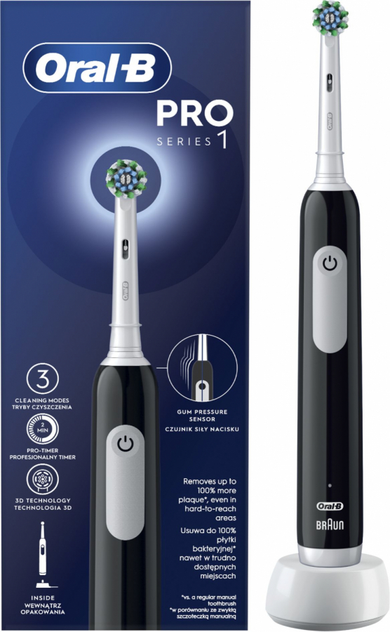 Elektriskā zobu birste Oral-B D305.513.3 Pro Series 1 Black Cross Action (D 305.513.3 BLACK)