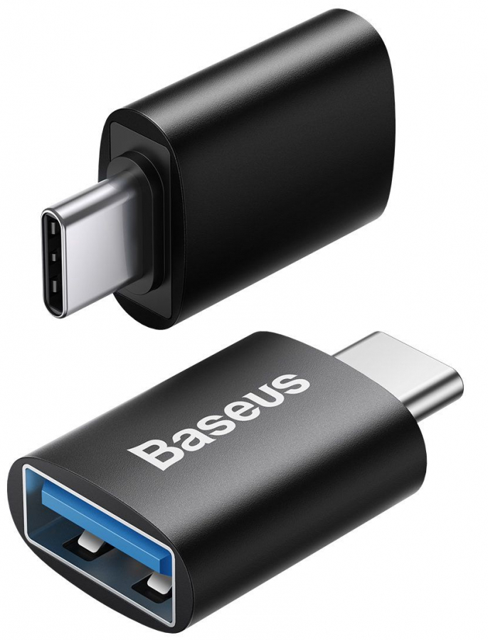 Adapteris Baseus USB Type-C Male - USB-A Female Black (ZJJQ000001)