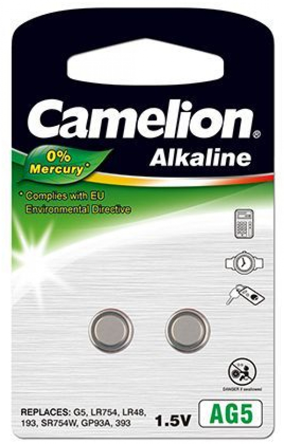 Baterijas Camelion AG5/ LR48/ LR754/ 393 2pcs (12050205)