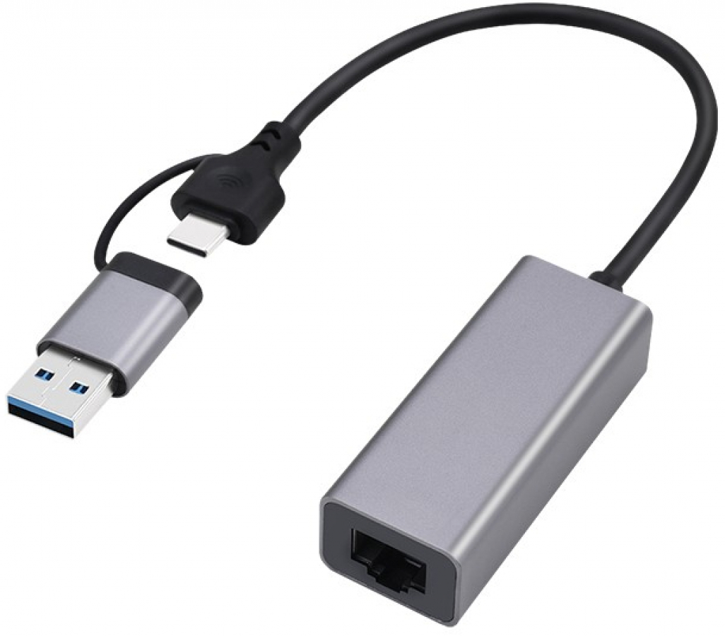 Adapter Gembird USB 3.1 + Type-C Gigabit Network Adapter Space Grey (A-USB3AC-LAN-01)