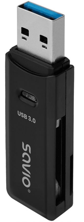 Karšu lasītājs Savio USB 3.0 SD Reader Black (AK-64)