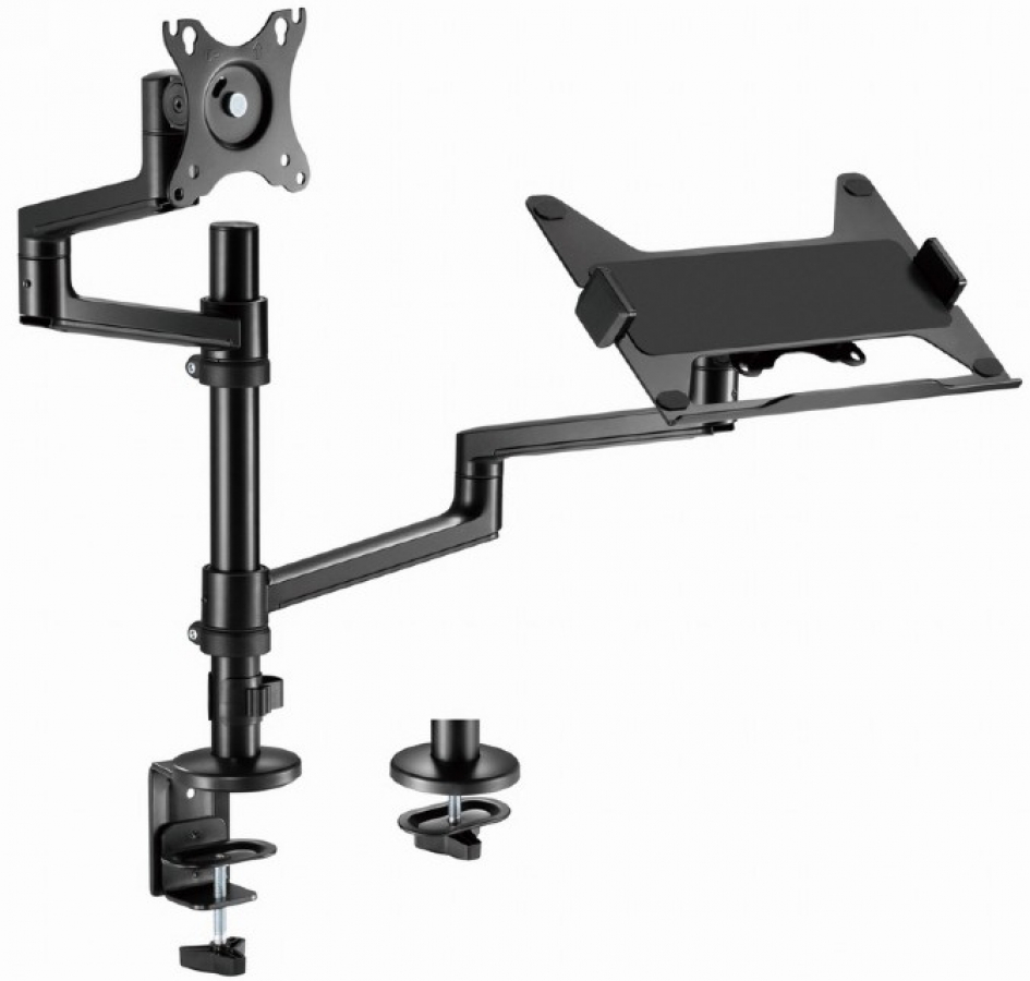 Monitora stiprinājums Gembird Desk Mounted Adjustable monitor arm with Notebook Tray (MA-DA-04)