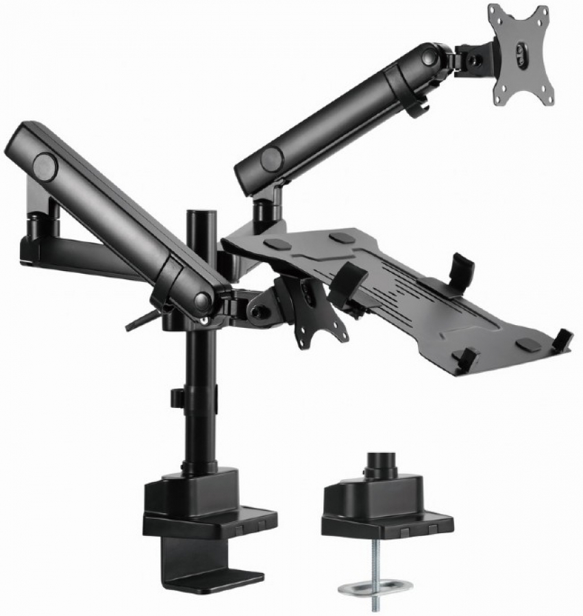 Monitora stiprinājums Gembird Desk Mounted Adjustable Monitor Arm with Notebook Tray (full-motion) (MA-DA3-02)
