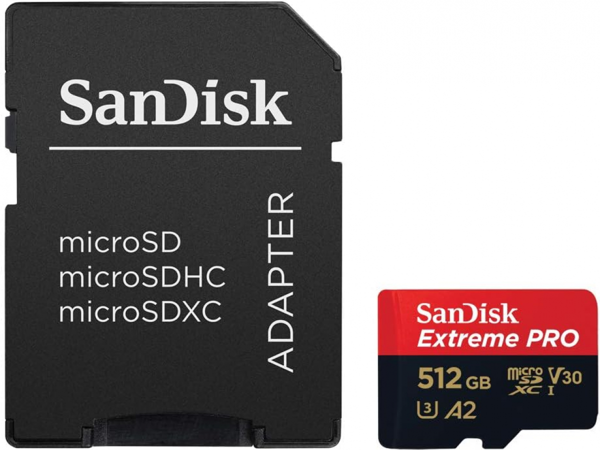 Atmiņas karte Sandisk Extreme PRO microSDXC 512GB + SD Adapter (SDSQXCD-512G-GN6MA)