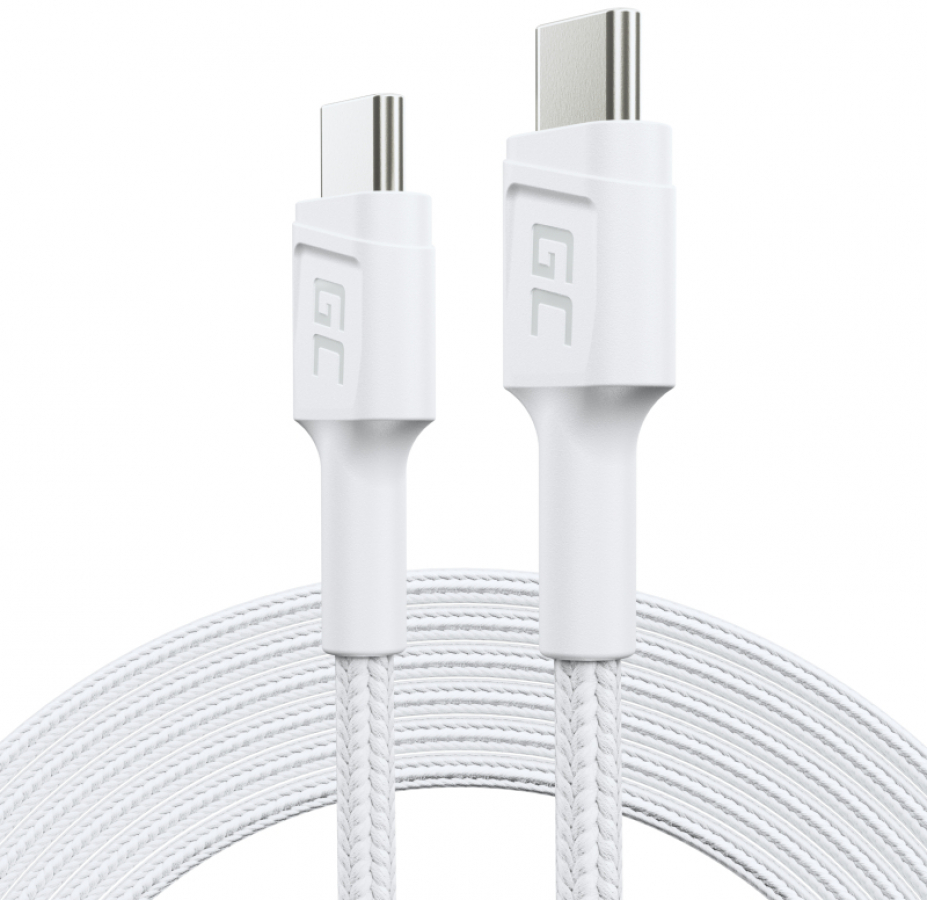 Kabelis Green Cell USB Type-C Male - USB Type-C Male PowerStream with Fast Charging 60W 2m White (KABGC29W)